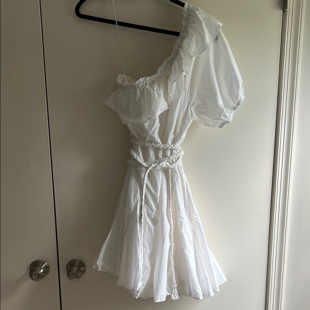 RHODE White One Shoulder Puff Sleeve Sundress